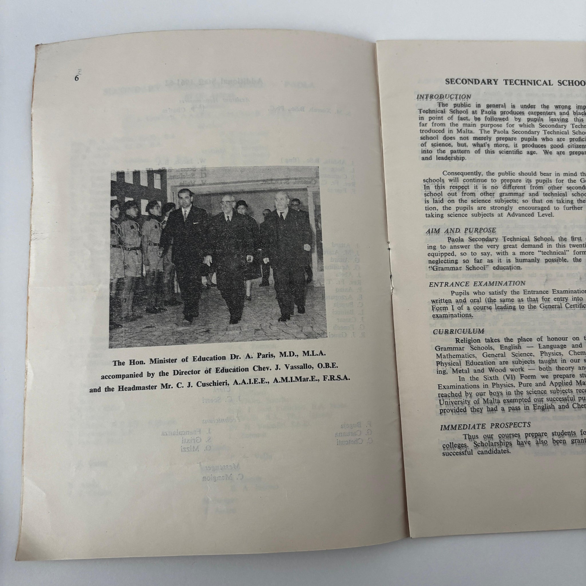 Secondary Technical School Paola Distribution Of Prizes 1962