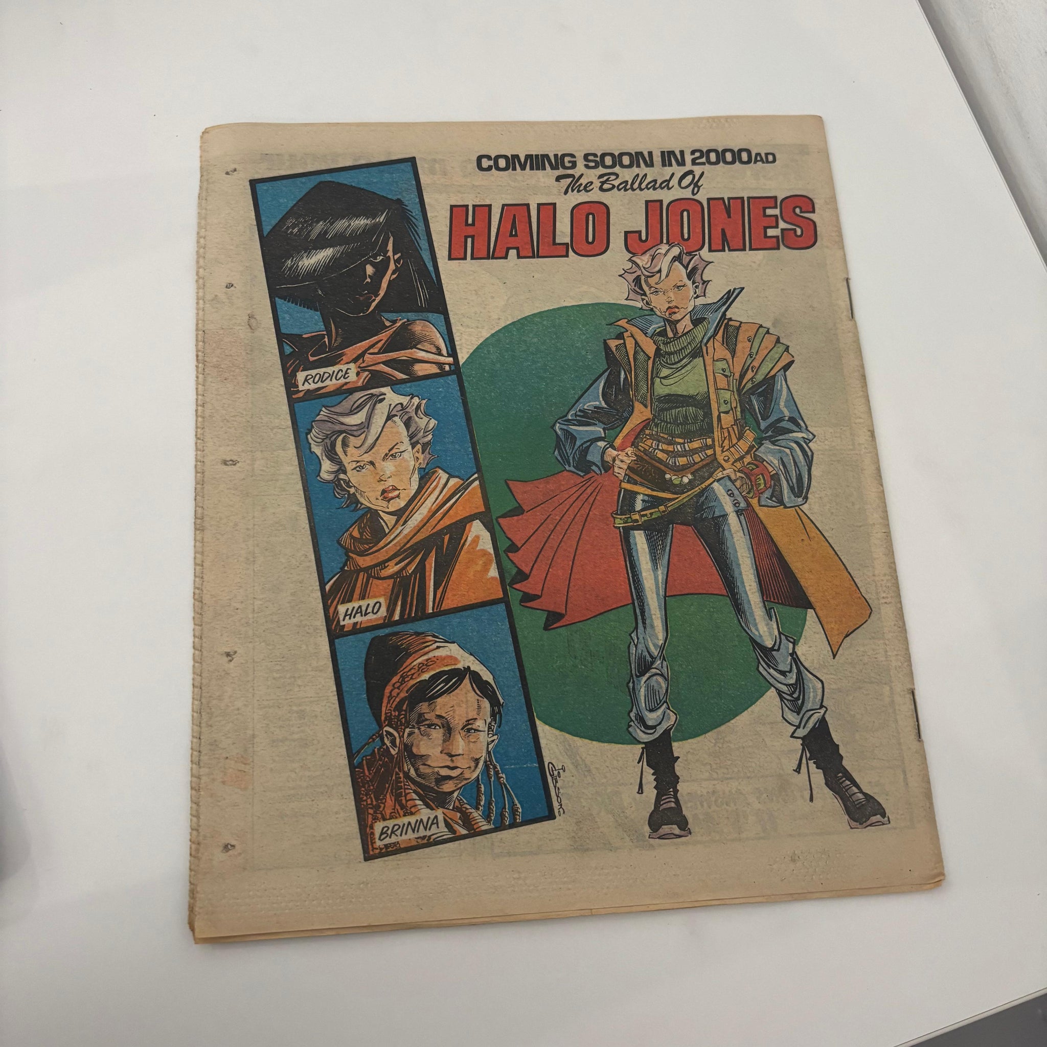 2000AD w/ Judge Dredd prog #374 VG/FN (June 23 1984, IPC) ad for 1st Halo Jones