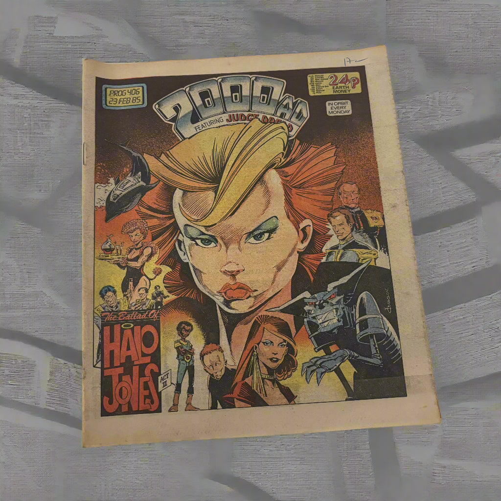 2000 AD Judge Dredd - British Comic Newspaper, February 1985 - Issue #406