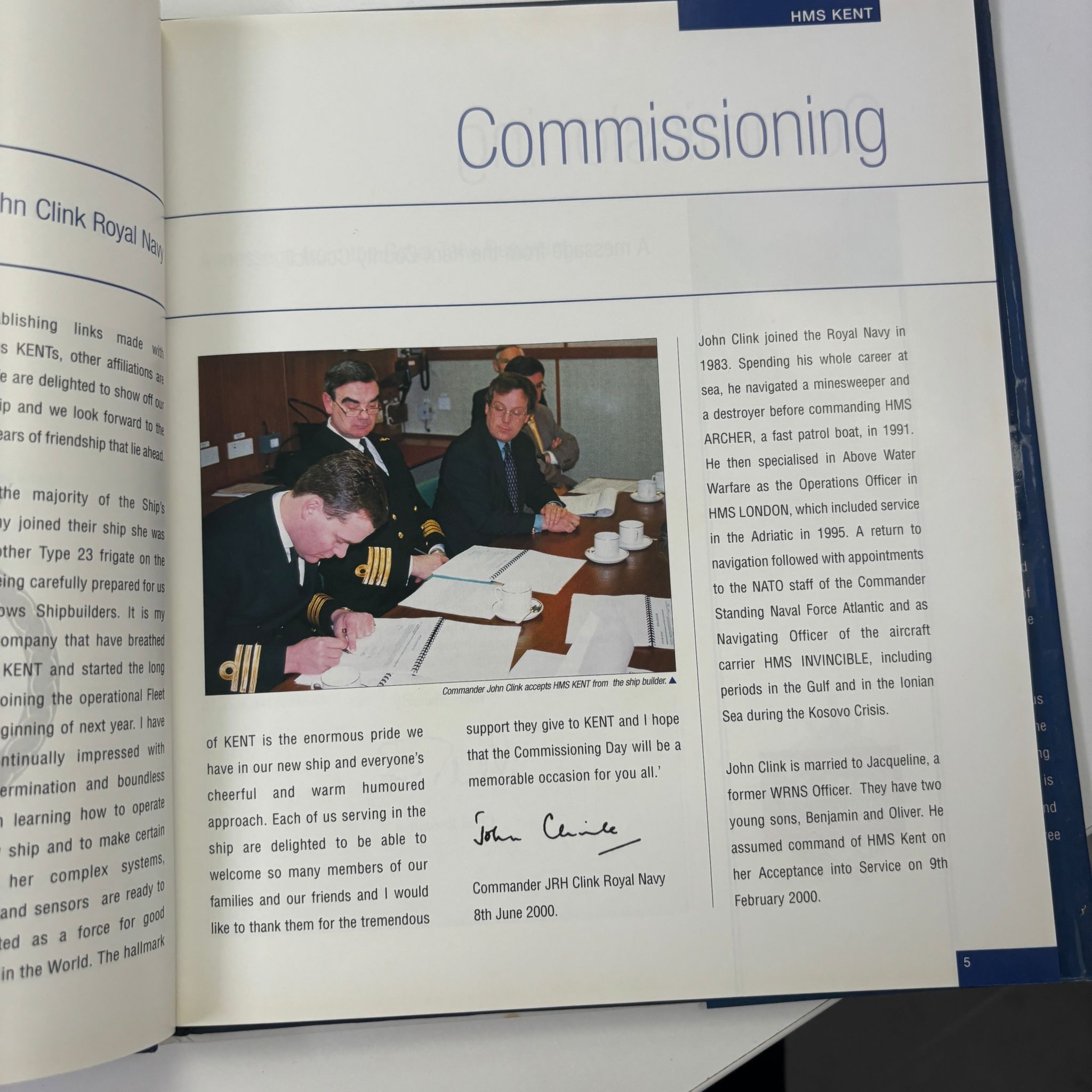 HMS Kent Commissioning Book 8 June 2000