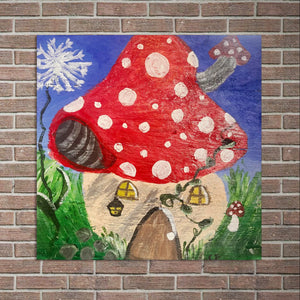 Little Mushroom House On Wood