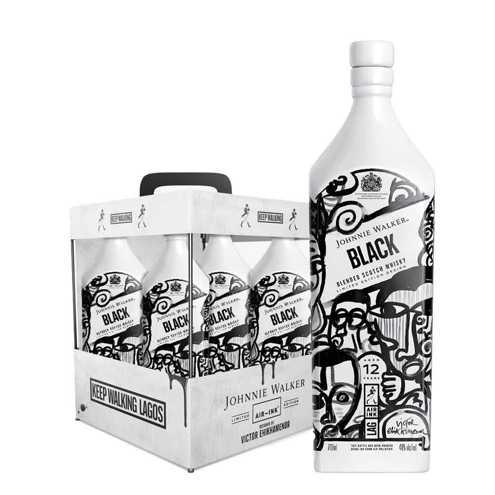 Johnnie Walker Black Label Air Ink Lagos Limited Edition White Bottle