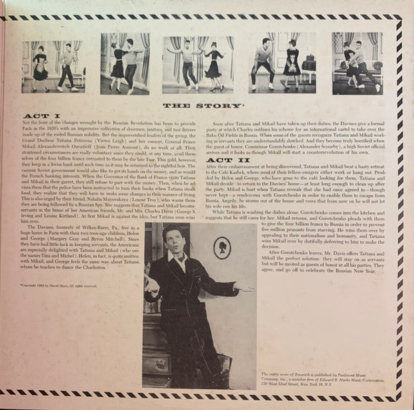 Lee Pockriss, Anne Croswell - Vivien Leigh, Jean-Pierre Aumont – Tovarich (Original Broadway Cast)- Vinyl