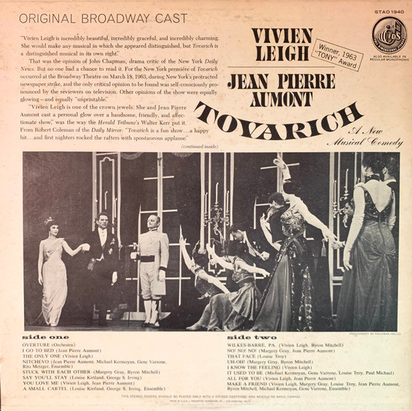 Lee Pockriss, Anne Croswell - Vivien Leigh, Jean-Pierre Aumont – Tovarich (Original Broadway Cast)- Vinyl