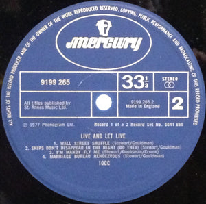 10cc – Live And Let Live – Vinyl
