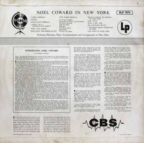 Noel Coward* – Noel Coward In New York - Vinyl