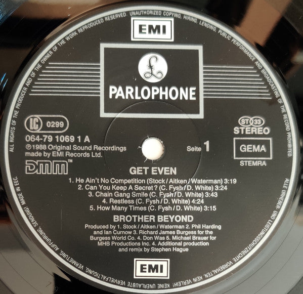 Brother Beyond – Get Even - Vinyl