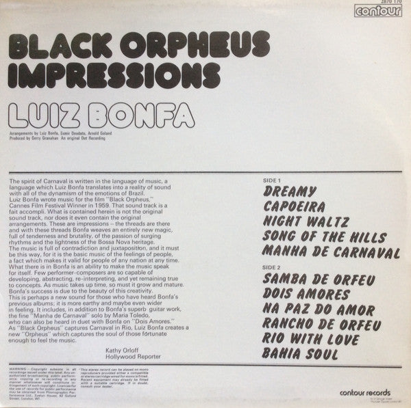 Luiz Bonfa* – Black Orpheus Impressions – Vinyl