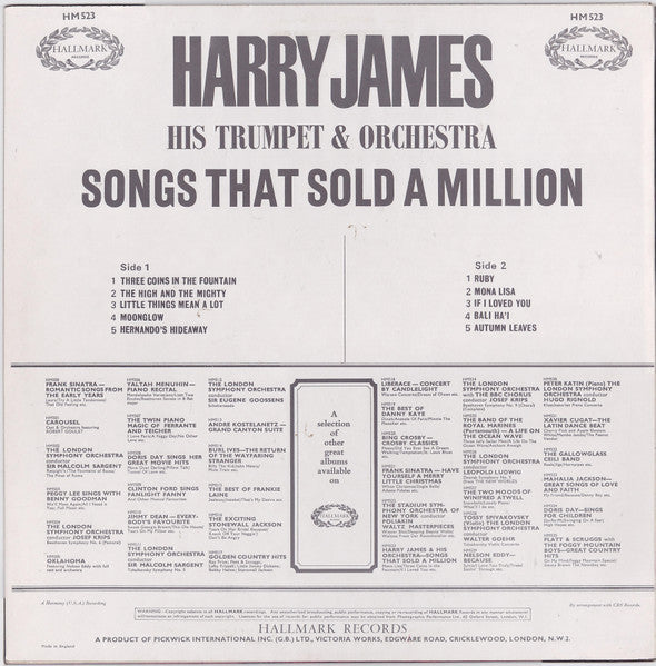 Harry James And His Orchestra – Songs That Sold A Million - Vinyl