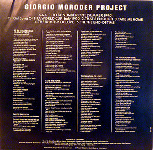 Giorgio Moroder Project – To Be Number One (Summer 1990) - Vinyl