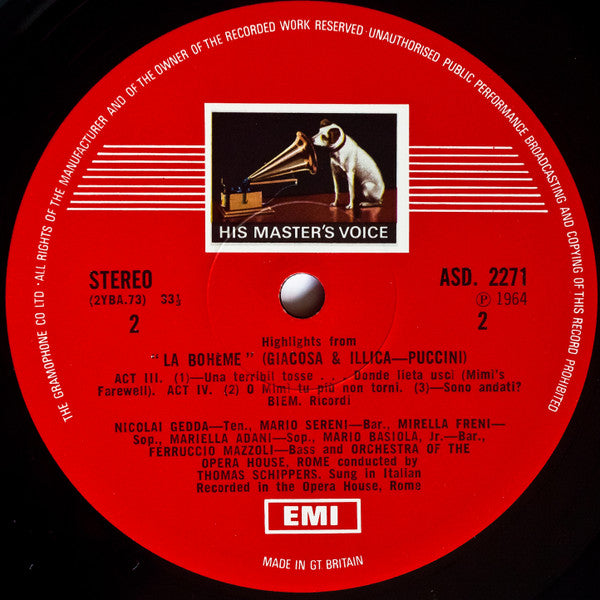 Puccini* – La Bohème Highlights – Vinyl