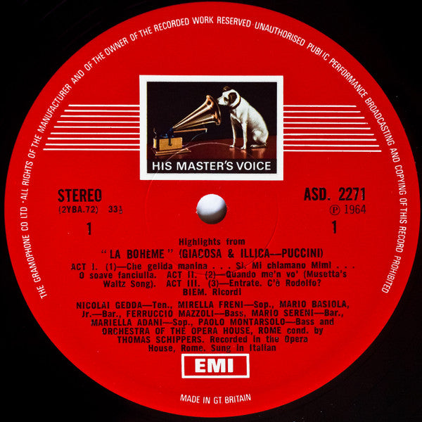 Puccini* – La Bohème Highlights – Vinyl
