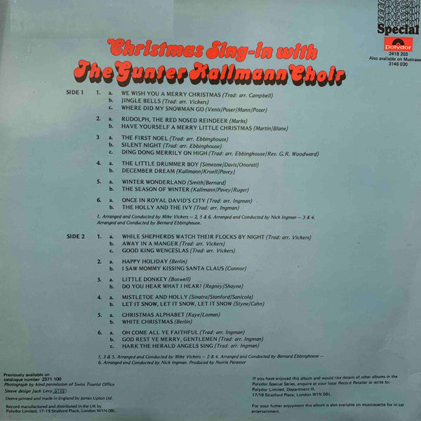 The Gunter Kallmann Choir* – Christmas Sing-in With The Gunter Kallmann Choir - Vinyl