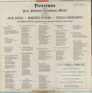Jack Jones • Roberta Peters • Vienna Choir Boys* With Irwin Kostal Conducting The Firestone Orchestra And Chorus – Firestone Presents Your Favorite Christmas Music Volume 6- Vinyl