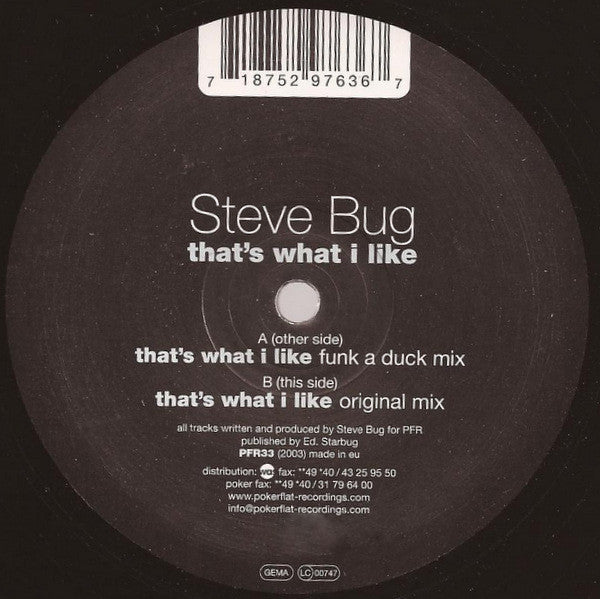 Steve Bug – That's What I Like - Vinyl