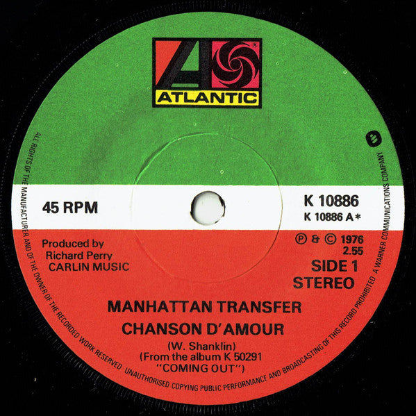 Manhattan Transfer* – Chanson D'Amour - Vinyl Lp "7 Seven inch record