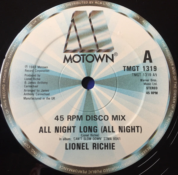 Lionel Richie ‎– All Night Long (All Night) / Wandering Stranger - Vinyl