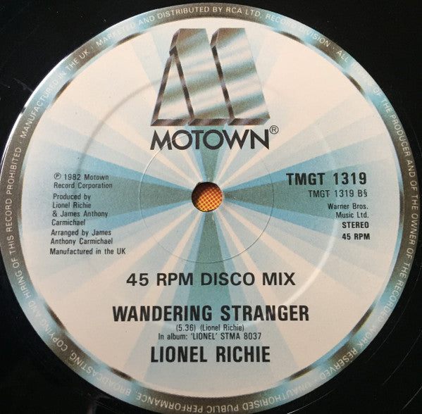 Lionel Richie ‎– All Night Long (All Night) / Wandering Stranger - Vinyl
