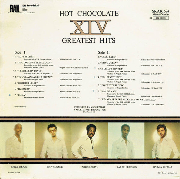Hot Chocolate – XIV Greatest Hits - Vinyl