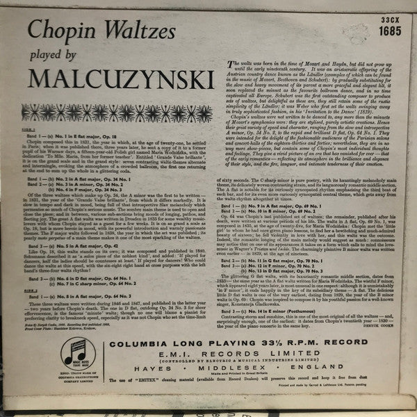 Chopin*, Malcuzynski* – Chopin Waltzes - Vinyl