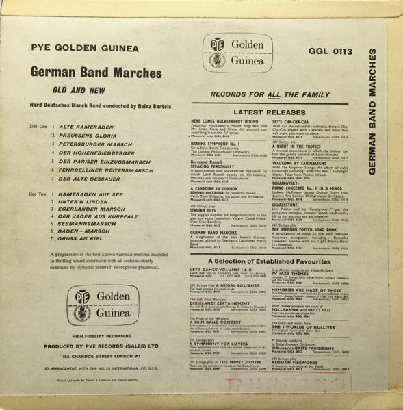 Nord Deutsches March Band* – German Band Marches – Vinyl