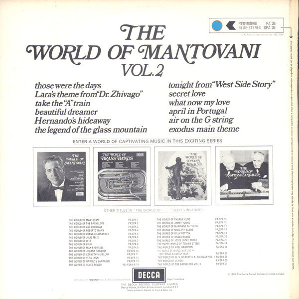 Mantovani And His Orchestra – The World Of Mantovani Vol. 2  – Vinyl