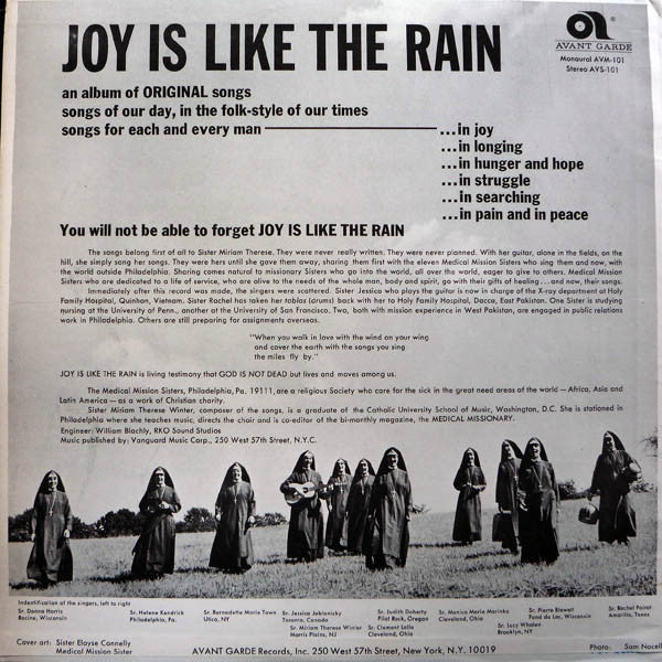 Medical Mission Sisters* – Joy Is Like The Rain - Vinyl