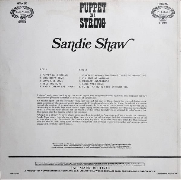 Sandie Shaw – Puppet On A String – Vinyl