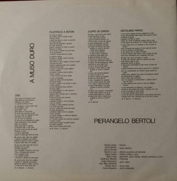 Pierangelo Bertoli – A Muso Duro - Vinyl