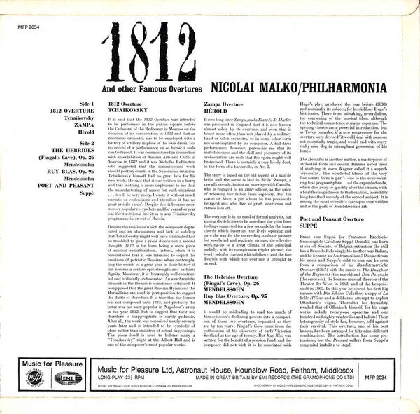 Nicolai Malko / Philharmonia* – 1812 And Other Famous Overtures – Vinyl