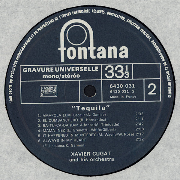 Xavier Cugat And His Orchestra – Tequila - Vinyl