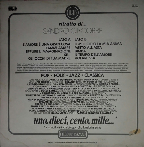 Sandro Giacobbe – Ritratto Di... Sandro Giacobbe Vol. 2 - Vinyl