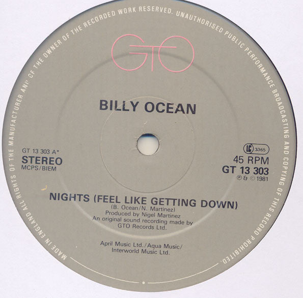 Billy Ocean – Nights (Feel Like Getting Down) – Vinyl