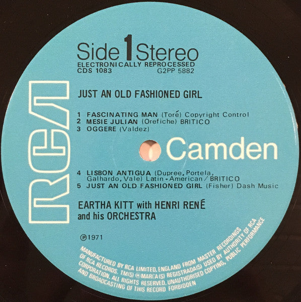 Eartha Kitt With Henri René And His Orchestra – Just An Old Fashioned Girl - Vinyl
