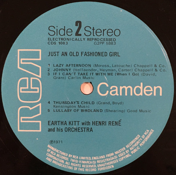 Eartha Kitt With Henri René And His Orchestra – Just An Old Fashioned Girl - Vinyl