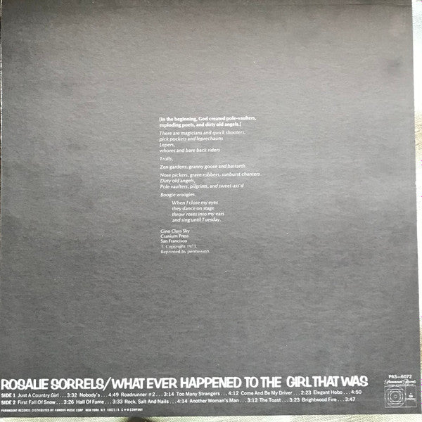 Rosalie Sorrels – What Ever Happened To The Girl That Was – Vinyl