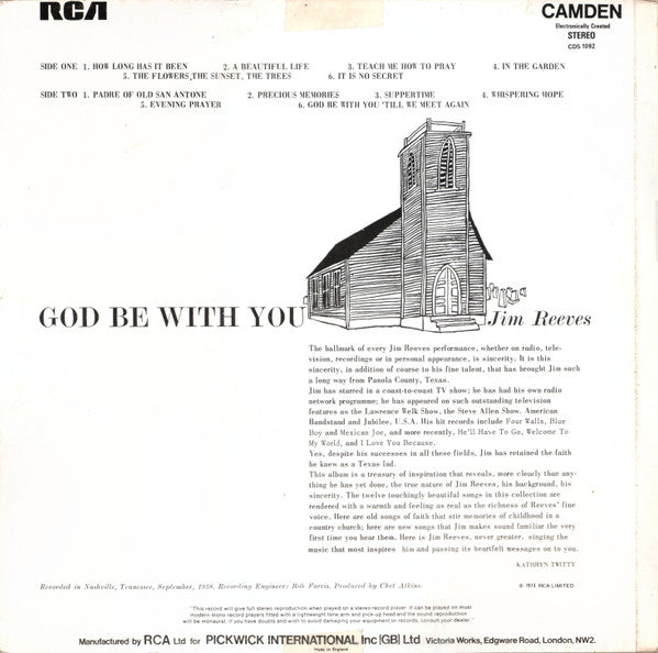 Jim Reeves – God Be With You - Vinyl