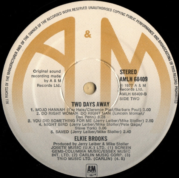 Elkie Brooks – Two Days Away - Vinyl