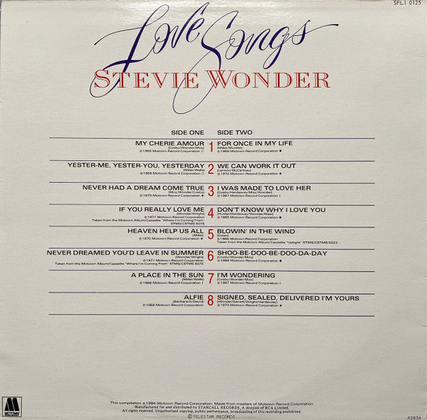 Stevie Wonder – Love Songs - 16 Classic Hits- Vinyl