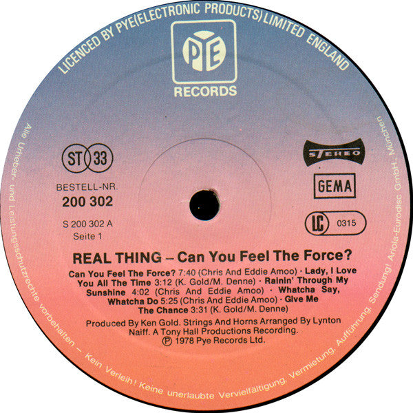 Real Thing* – Can You Feel The Force - Vinyl