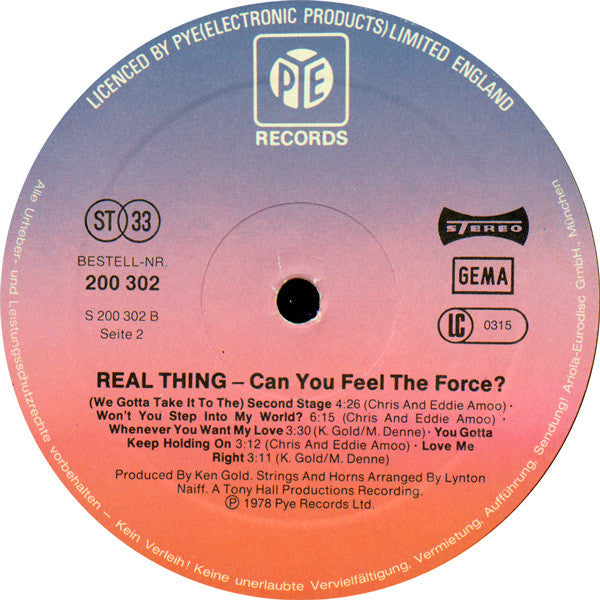 Real Thing* – Can You Feel The Force - Vinyl