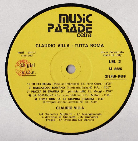 Claudio Villa – Tutta Roma - Vinyl