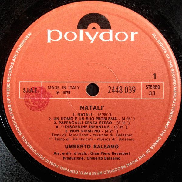 Umberto Balsamo – Natalì - Vinyl