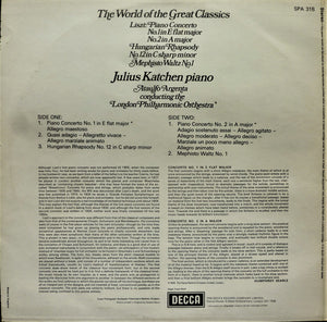 Liszt* : Julius Katchen – Piano Concertos / Hungarian Rhapsody No.12 / Mephisto Waltz No.1- Vinyl