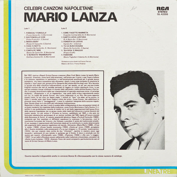 Mario Lanza – Celebri Canzoni Napoletane - Vinyl