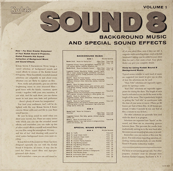 Unknown Artist / No Artist – Kodak Sound 8 - Volume 1 - Vinyl