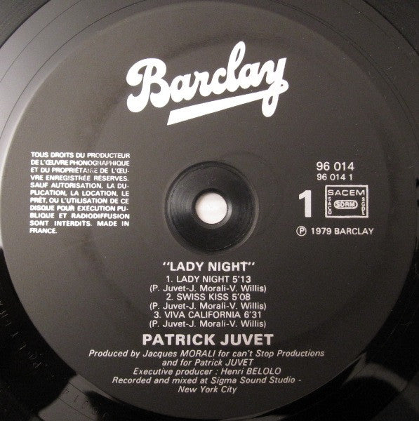Patrick Juvet – Lady Night - Vinyl