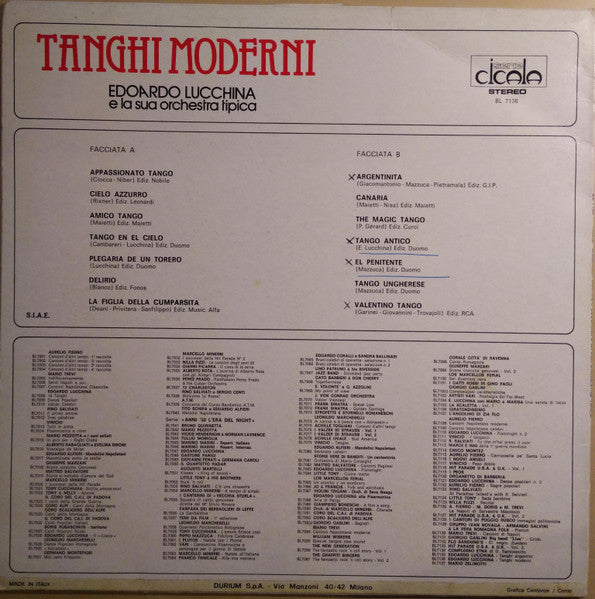 Edoardo Lucchina E La Sua Orchestra – Tanghi Moderni - Vinyl