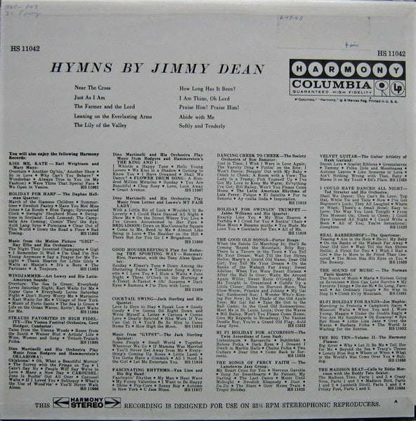 Jimmy Dean – Hymns By Jimmy Dean – Vinyl