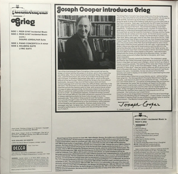 Grieg*, London Symphony Orchestra, Øivin Fjeldstad – Favourite Composers : Grieg - Vinyl